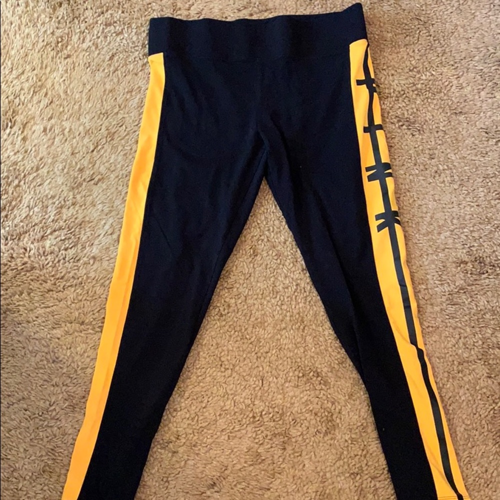 Black and gold pink leggings